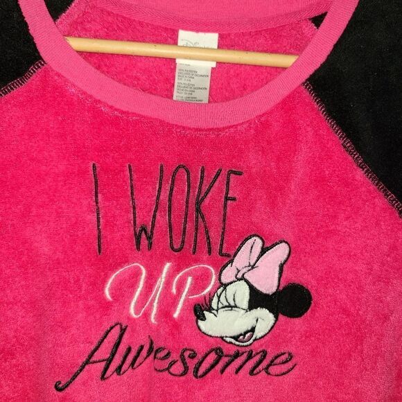 Disney Minnie Mouse I Woke Up Awsome Sleepwear Sweatshirt Size S - Picture 2 of 5